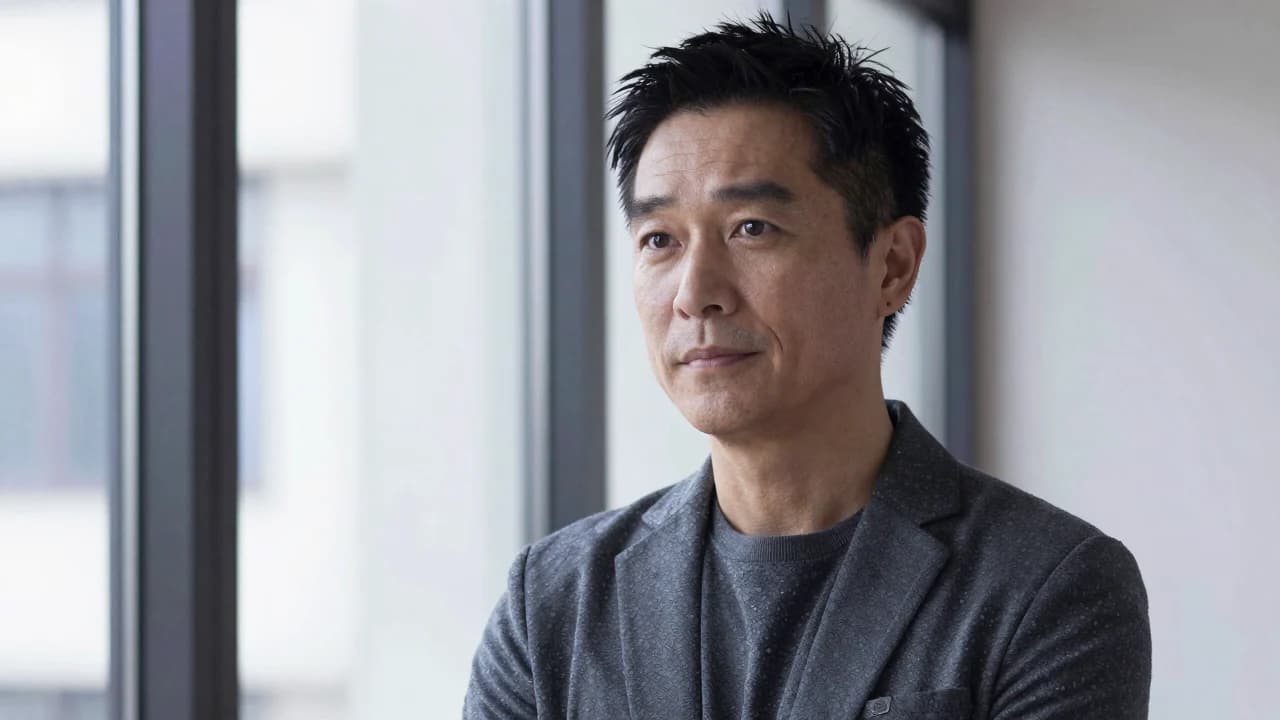 Photorealistic portrait of an adult East Asian creative professional beside a bright window