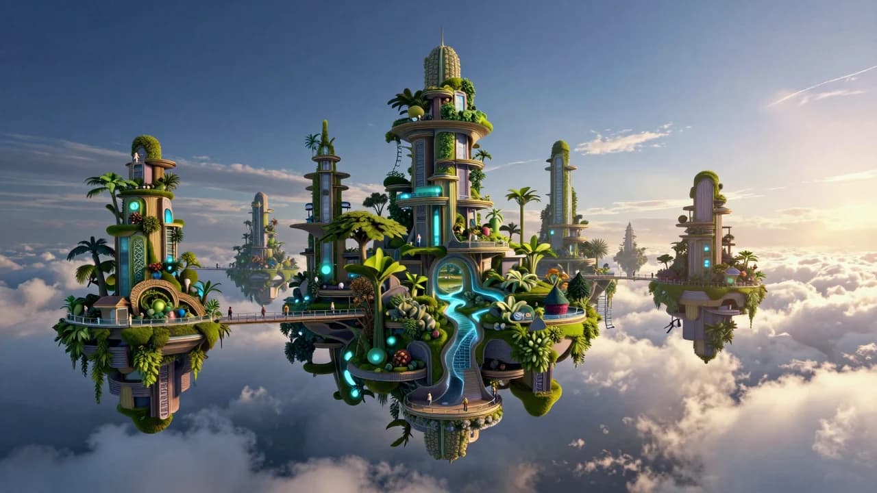 Floating botanical city generated during the Z-Image prompt review